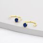 Sapphire Blue Cz Dot Huggie Hoop Earrings, thumbnail 4 of 10