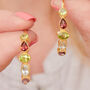 Multi Gemstone Silver Gold Plated Stud Hoops, thumbnail 1 of 12