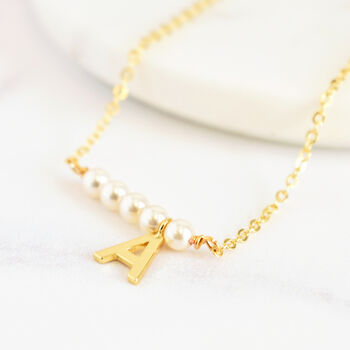 Asymmetric Pearl Bar Initial Necklace, 6 of 10