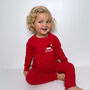 Personalised Santa Hat Chritmas Ribbed Set Christmas Sibling Twinning Outfit, thumbnail 1 of 8