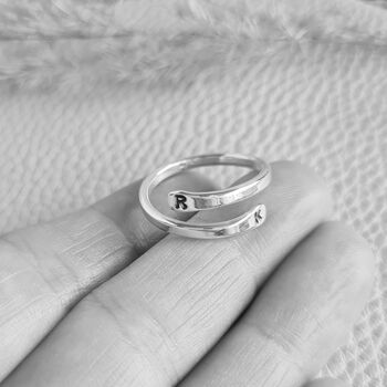 Sterling Silver Initials Hug Ring, 8 of 9