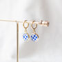 Royal Blue Checkered Earrings, thumbnail 2 of 6