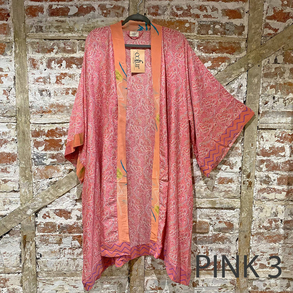 Pink Dubai  Silk Kimono  Assorted Designs By Doris Brixham 