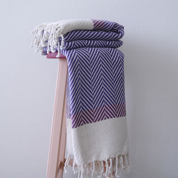 Nordic Herringbone Cotton Throw Blanket, 6 of 12