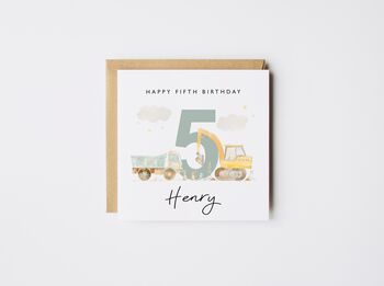 Personalised 1st Birthday Card Diggers/Truck *Age Options, 5 of 6