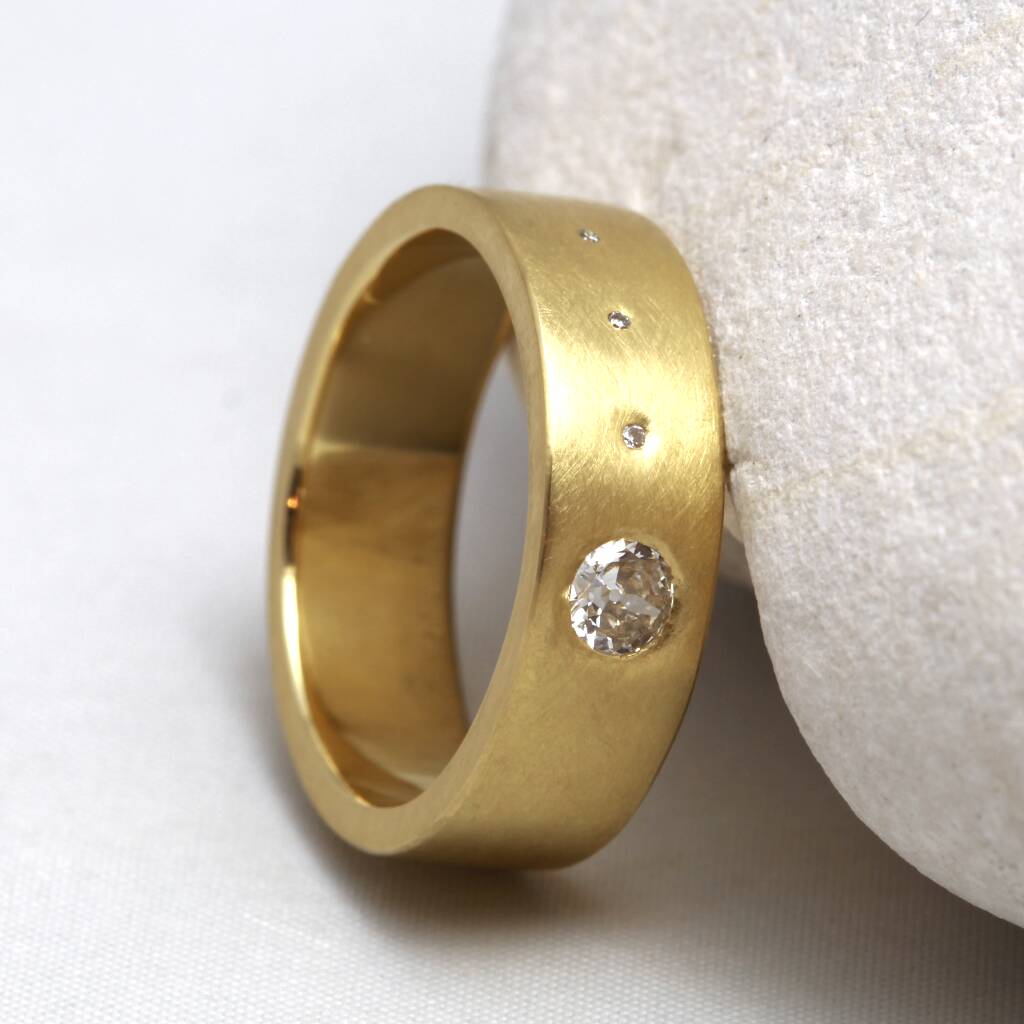 5mm Flat Profile 18ct Gold Diamond ‘Lyon’ Ring By Jacqueline & Edward ...