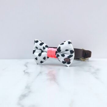 Spotty And Neon Pink Dog Bow Tie, 2 of 3
