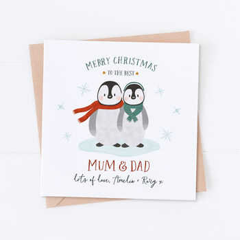 Personalised Penguin Christmas Card Any Relation, 2 of 4