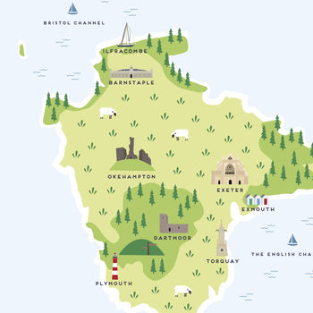 Map Of Devon Print By Pepper Pot Studios | notonthehighstreet.com