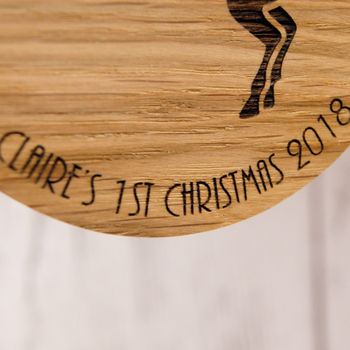 Personalised Wooden Unicorn Baby's First Christmas, 3 of 3