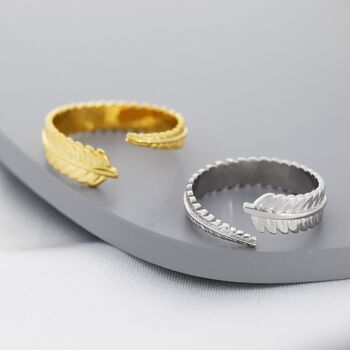 Fern Leaf Adjustable Ring In Sterling Silver, 2 of 11