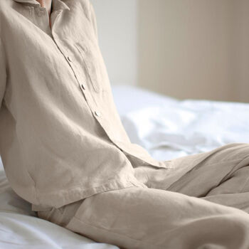 Ecru Linen Pyjamas | Monogrammed Initials, 2 of 4