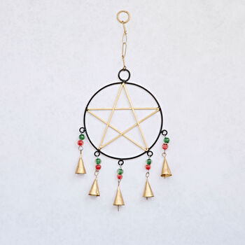 Recycled Iron Star And Bells Wind Chime, 3 of 4
