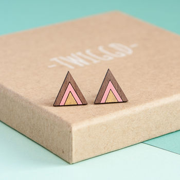 Gold Triangle Geometric Stud Earrings, 4 of 6