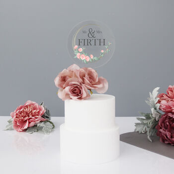 Personalised Wedding Cake Topper With Peonies, 5 of 5
