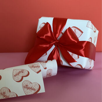 Personalised Valentine's Red Heart Wrapping Paper, 2 of 2