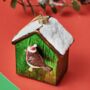 Birdhouse With Robin Shaped Bauble, thumbnail 5 of 5