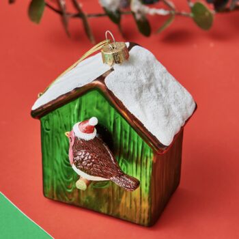 Birdhouse With Robin Shaped Bauble, 5 of 5