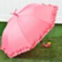 Standing Flamingo Umbrella With Ruffles Ladies' Brolly, thumbnail 2 of 3