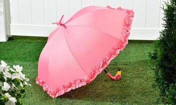 Standing Flamingo Umbrella With Ruffles Ladies' Brolly, 2 of 3