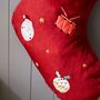 Personalised Red Embroidered Christmas Stocking, thumbnail 3 of 4