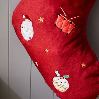 Personalised Red Embroidered Christmas Stocking, 3 of 4