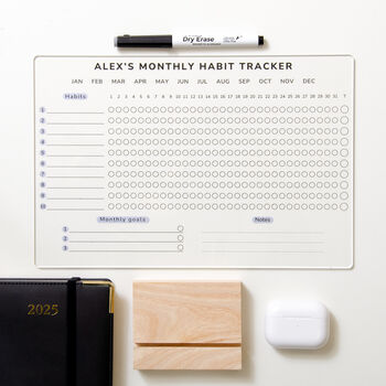 Personalised Monthly Habit Tracker Acrylic Sign, 8 of 9