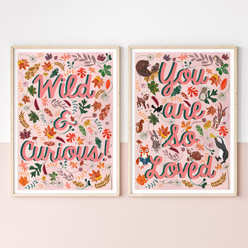 You Are So Loved Pink Woodland Nursery Print, 4 of 8