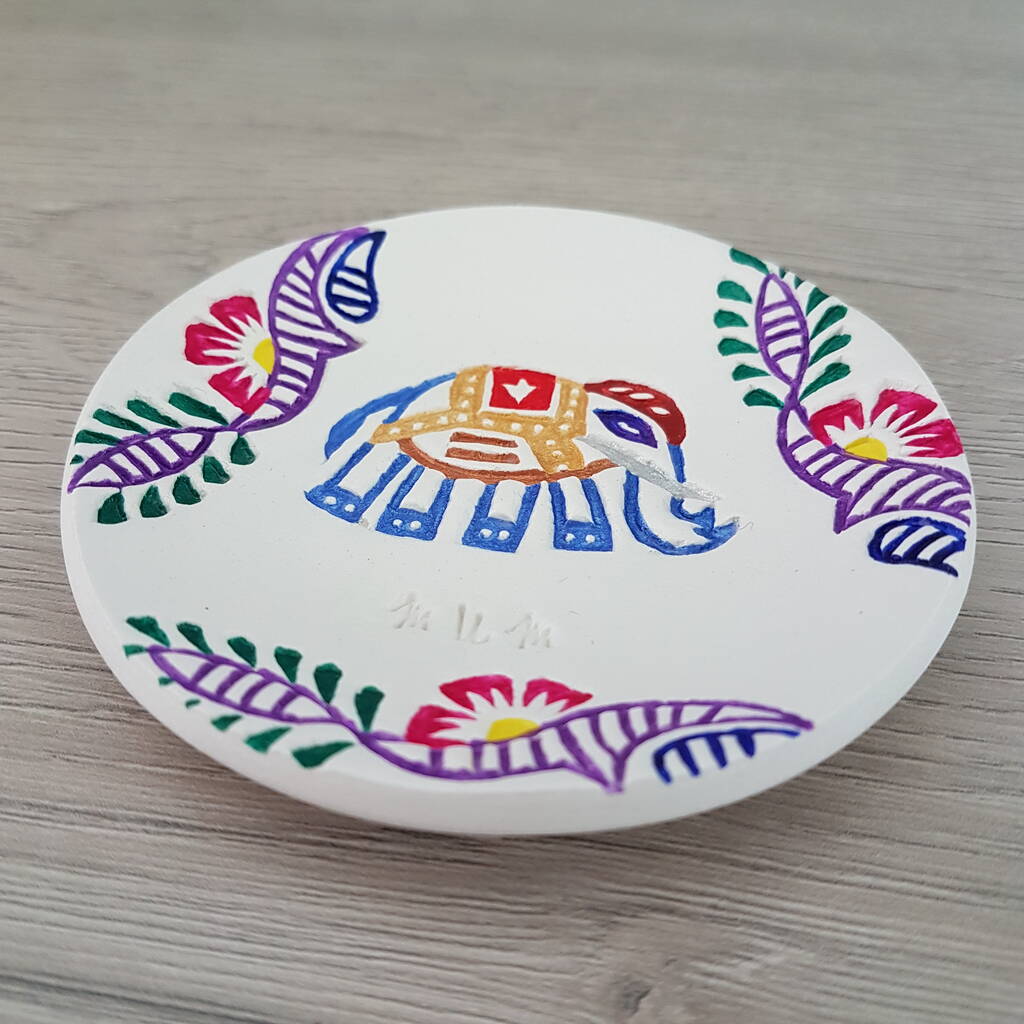 Personalised Bright Elephant Clay Trinket Dish, 1 of 4