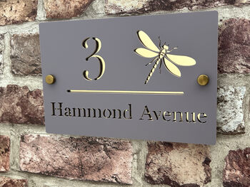 Personalised Dragonfly Design House Acrylic Number Sign, 3 of 4