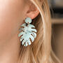 Aqua Blue Tortoiseshell Leaf Earrings, thumbnail 3 of 3