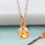 Citrine Rose Gold Plated Silver November Birthstone Necklace, thumbnail 1 of 10