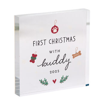 Personalised First Christmas With Pet Gift Acrylic Plaque, 2 of 5