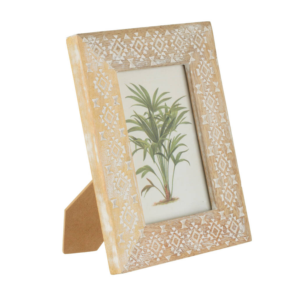 Embossed Design Whitewashed Wooden Photo Frame By Lola & Alice