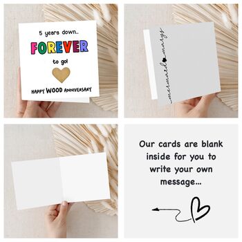 Wood Five Year Anniversary Card, 2 of 7