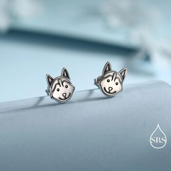 Husky Sterling Silver Stud Earrings, 5 of 11