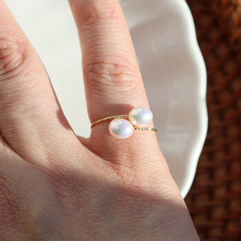 Freshwater Pearl Adjustable Geometric Ring, 4 of 7