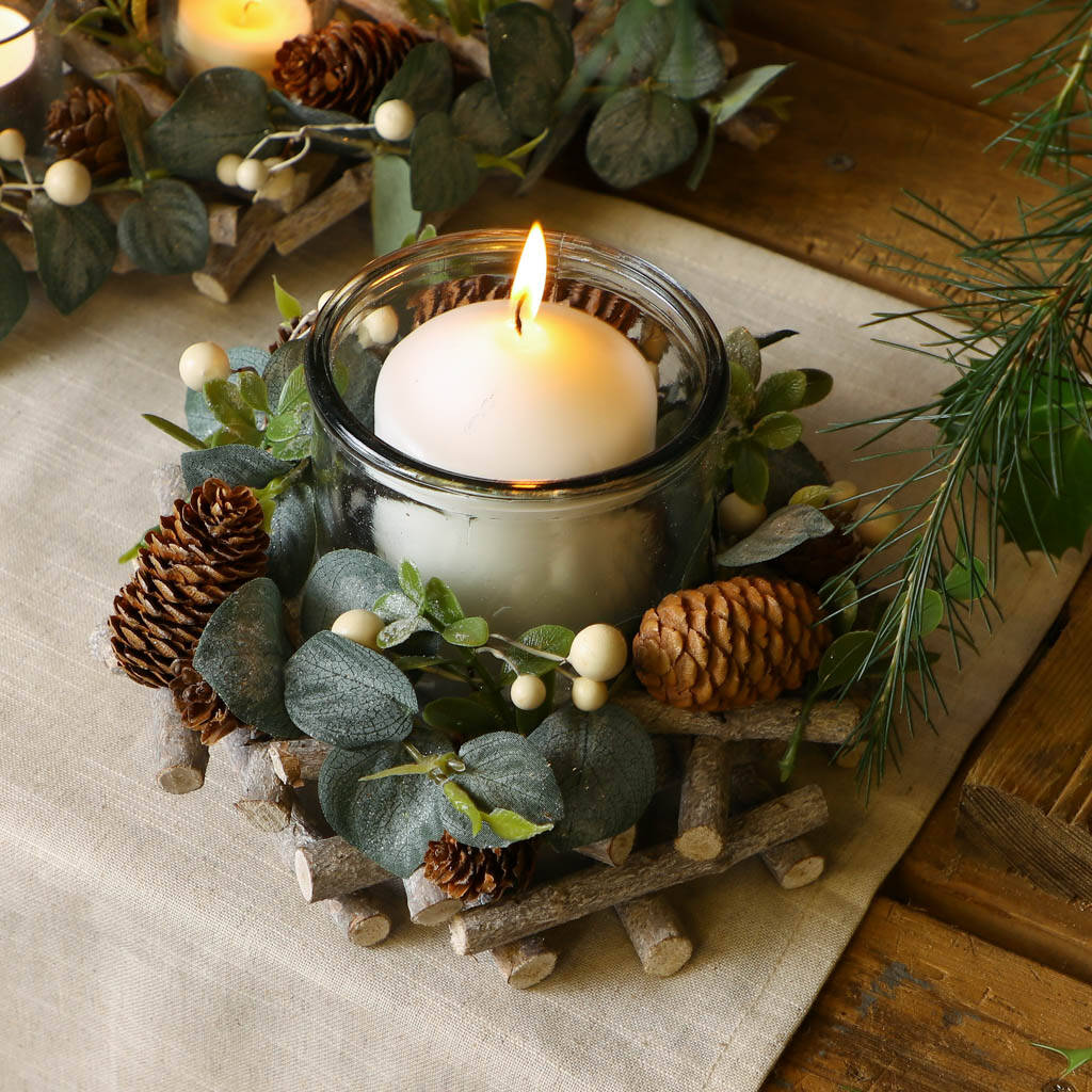 Christmas Woodland Table Candle Holder By Dibor