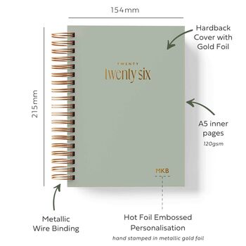 2026 A5 Spiral Diary In Sage Green, Week To View, 7 of 10