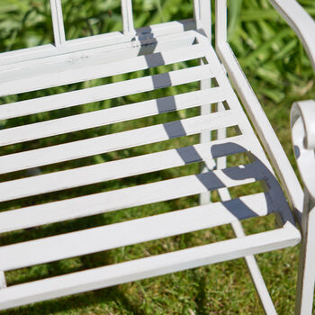 Cream Iron Arched Back Garden Bench, 6 of 10