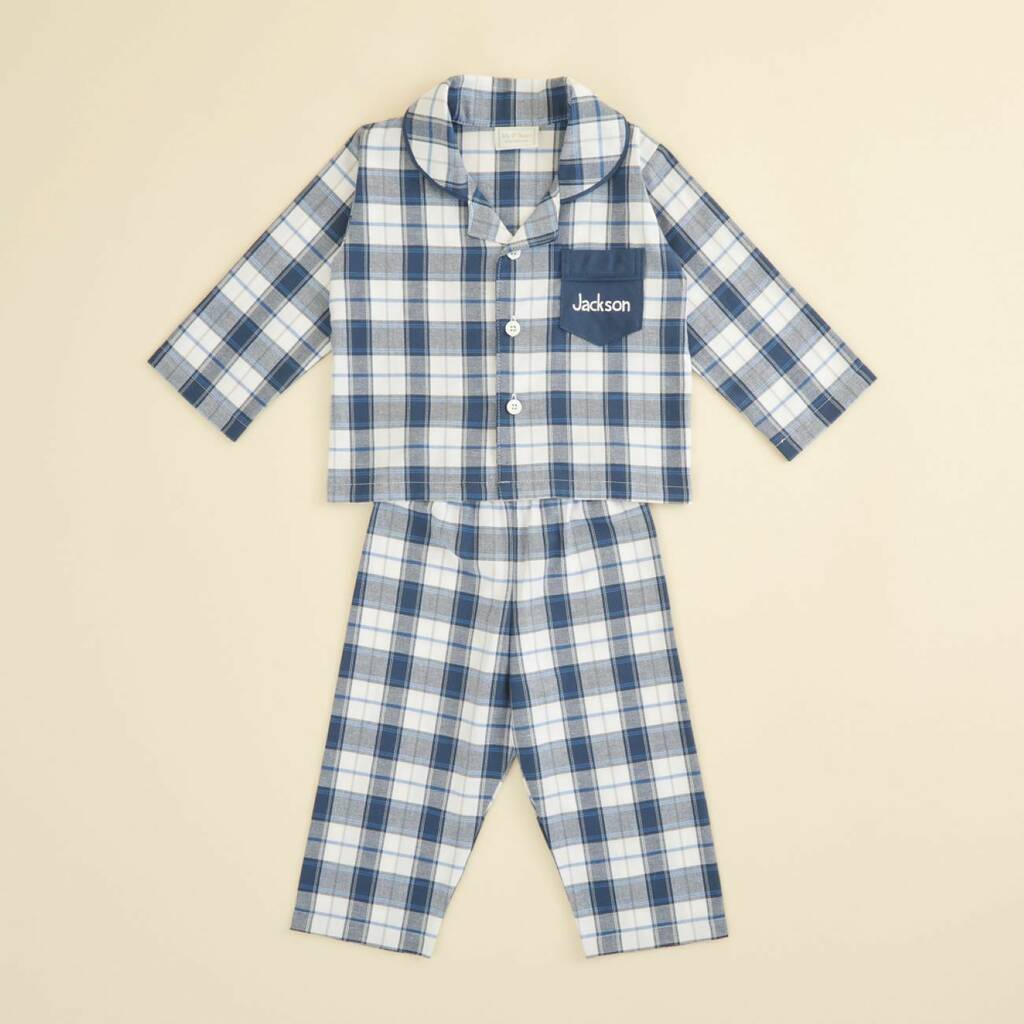 Personalised Traditional Navy Check Pyjamas By My 1st Years ...