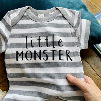 Personalised 'Little Monster' Halloween Babygrow, 2 of 2