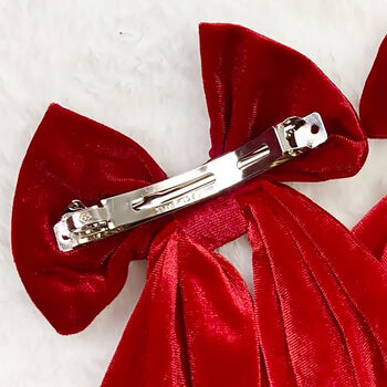 Personalised Red Velvet Christmas Hair Bow, 3 of 3