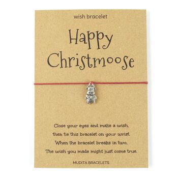Happy Christmoose Cow Charm Wish Bracelet And Card, 3 of 4