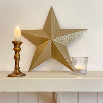 Gold Hammered Metal Star 35cm Christmas Decoration, 3 of 3