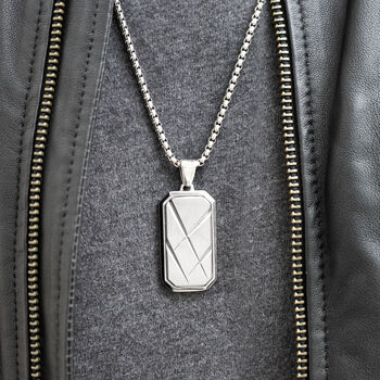 Personalised Men’s Contemporary Silver Dog Tag Necklace, 6 of 12