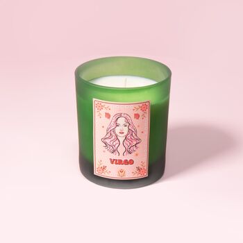 Virgo Zodiac Illustration Frosted Green Scented Candle, 2 of 3