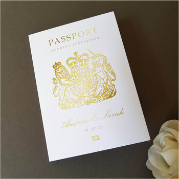 Passport Wedding Invitation + RSVP Boarding Pass Sample, 2 of 7