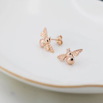 Sterling Silver Tiny Bumble Bee Stud Earrings, 4 of 12