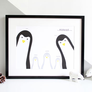 Penguin Family Selfie, Personalised Print, 2 of 11